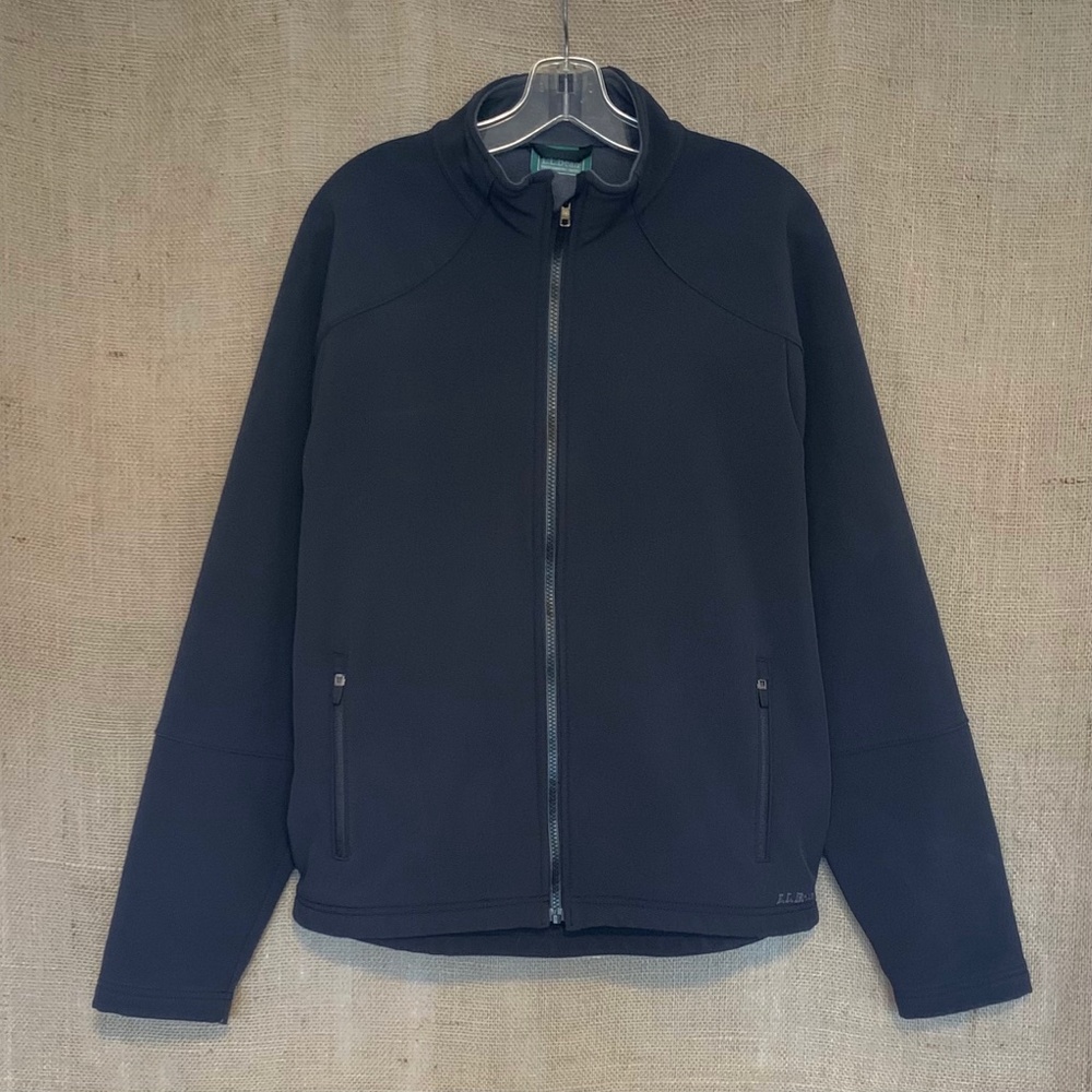 LL Bean Men's Black Soft Shell Jacket w/ Gray Fleece Lining Medium